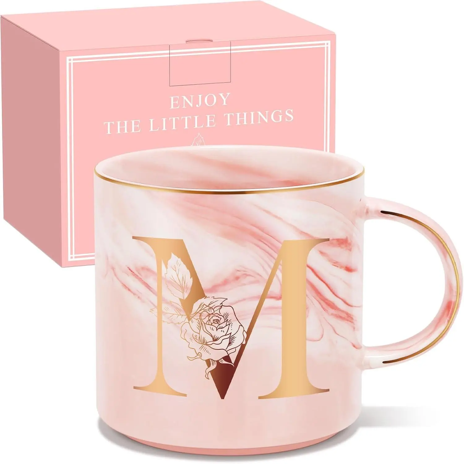 Personalized Gifts for Women Coffee Mug, Initial Customized  Monogrammed A-Z Coffee Mug 12 OZ, Christmas Anniversary Birthday Gifts for Women Mom Grandma Friend Sister Wife (M)