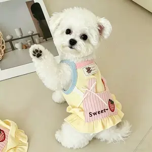 New Spring Summer Pet Clothes, Cute Strawberry Printed Cami Dress Vest, Breathable Summer Outfit for Small Dogs & Cats, Lovely Birthday Costume Farmhouse Style Pet Apparel