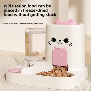 Cat Bowl Dog Bowl Cat Food Holder Cat Food Automatic Pet Feeder Drinking Water Integrated Cat Basin Ceramic Pet Drinking Water Double Bowl，0.8L Water Tank,1.8L Food Tank