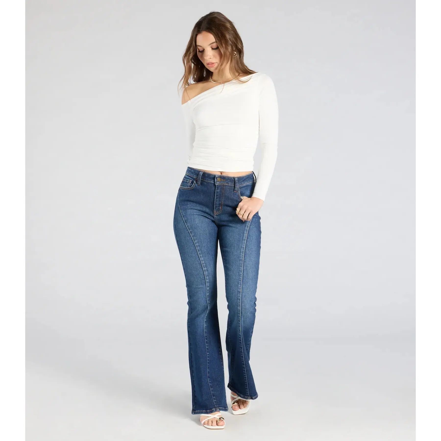 Make A Scene Mid-Rise Flare Denim Jeans Make A Scene Mid-Rise Flare Denim Jeans