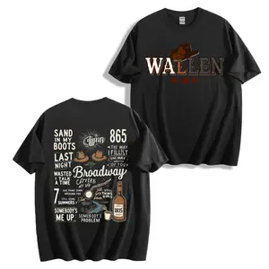 women's T-shirt Sand In Boots   Broadway Country Music   Wallen Star Hat Solid color printed short sleeved women's top White, black, khaki Fashion daily women's clothing