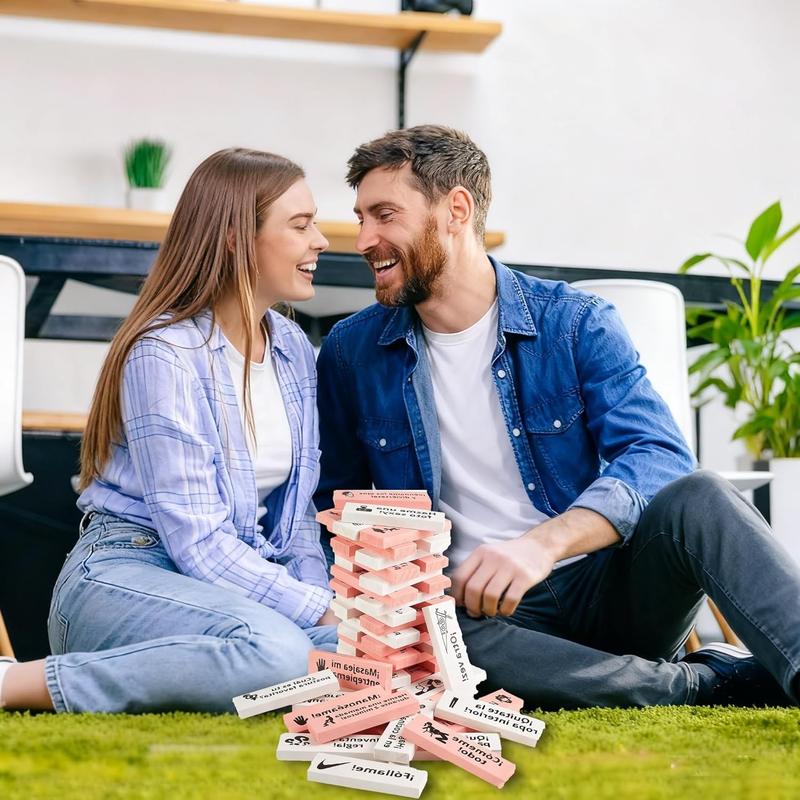 48 Piece Block Tower Jenga Game, Colorful Couple Dating Blocks, Romantic Date Night Challenge, Perfect Valentine's Day Gift