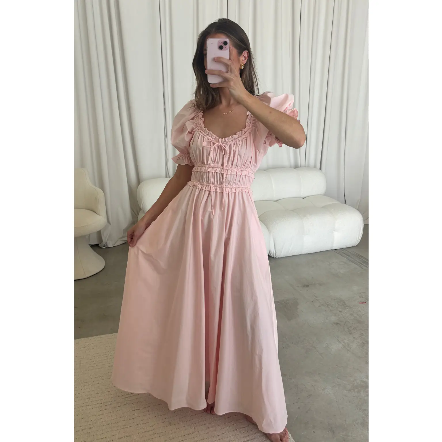 Sydnee Cotton Maxi Dress in Pale Pink - Bump Friendly