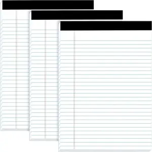 Legal Notepads 8.5 x 11, Pack of 3 - Perforated Wide Ruled Writing Pad -  Thick Paper, No Ink Bleeding - Blank Legal Pads For , Office, School, Business - 50 Sheets Per Notebook
