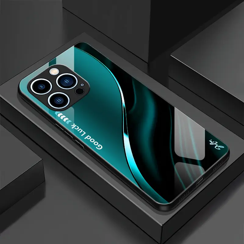 Suitable for [iPhone 12 Pro] Simple silk gradient glass phone case, affordable, fully shockproof, drop-proof and wear-resistant-888