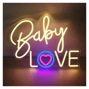 Sign Illuminated Baby Love LED Neon Light USB Powered For Home Bedroom Wedding Valentine's Day Wall Decor Hanging Night Light Sign Illuminated