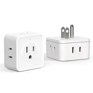 2-Pack 5-Outlet Multi Plug Outlet Extender, designed as a wall charger and power box expander, suitable for home, office, hotel, dormitory, and cruise ship use; compact and convenient