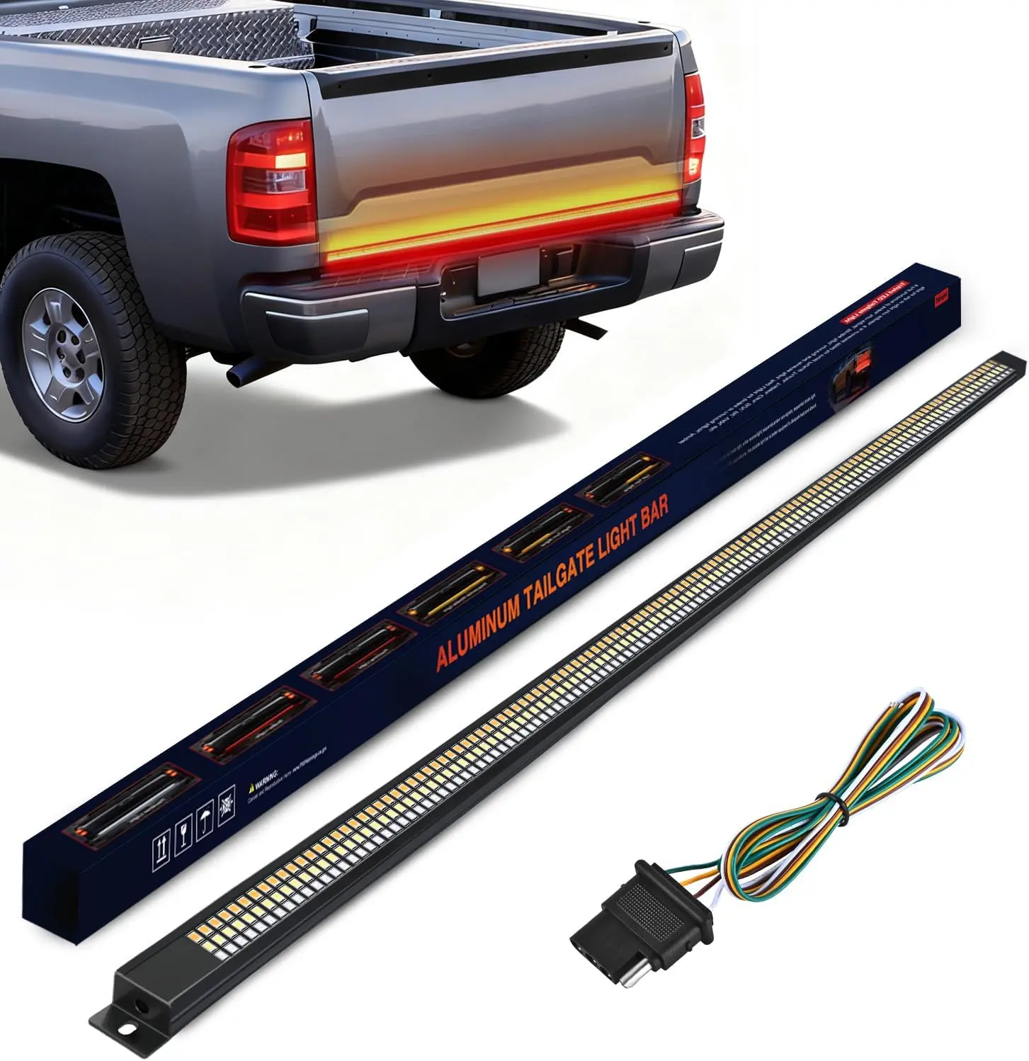 Nilight 48" Truck Tailgate Light Bar Car - Aluminum Frame Triple Row 780 LEDs, Red Running Brake, White Reverse, Amber Sequential Turn Signals, Super Bright, Super Slim, Off-Road Compatible Father's Day Gift