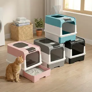 「PawPlanet」Encased No-Track Cat Litter Box with Drawer - Large Capacity & Easy Clean,The Ultimate No-Mess Litter Box for Happy Cats & Clean Home,top entry litter box,covered litter box,cat owner essentials,odor control litter box