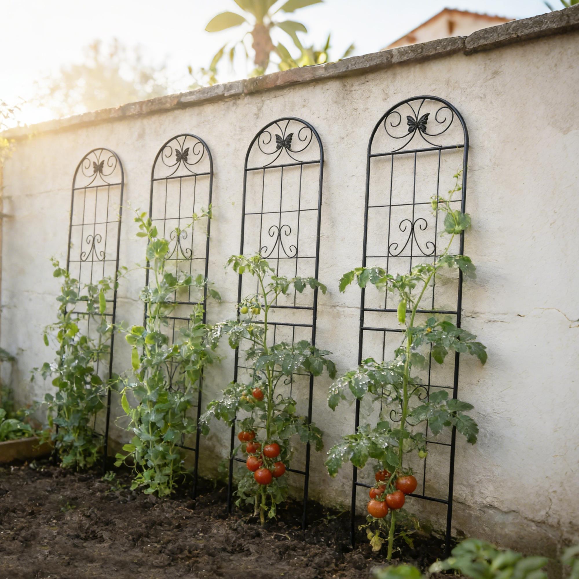 2/4 Pack Metal Garden Trellis 71" x 19.7" Rustproof Trellis for Climbing Plants Outdoor Flower Support Black