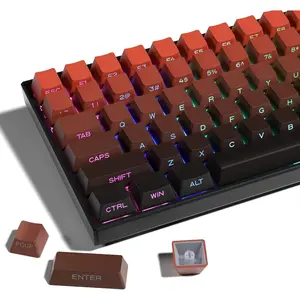 XVX Side Print Gradient Red Keycaps, Double Shot PBT Keycaps 60 65 75 100 Percent, Shine Through Custom Key caps Set 136 , OEM Profile for Cherry Gateron MX Switches