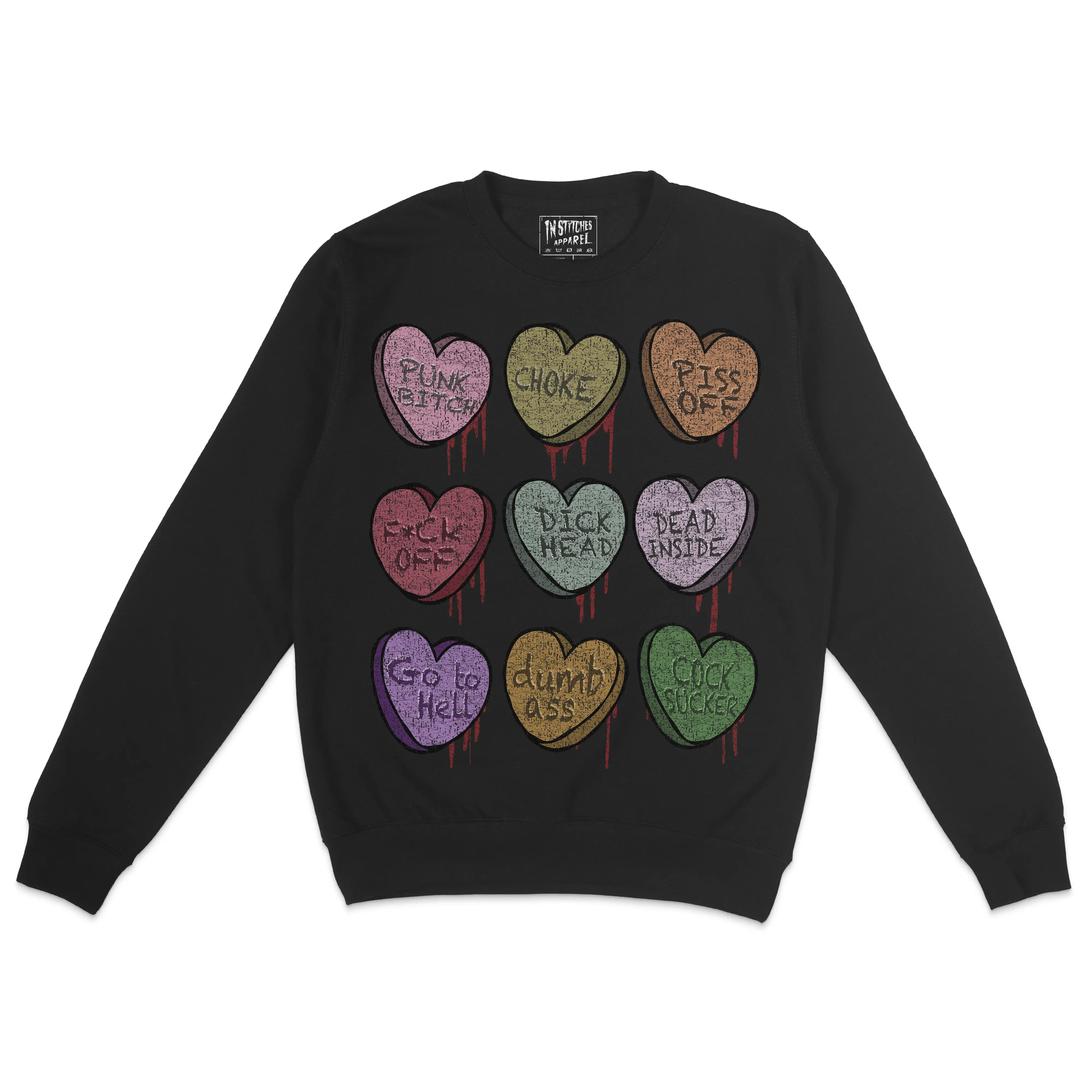 Crewneck Sweatshirt - Heart Candy for Valentines Day, Unisex, Sweater, Alternative, Goth, Alt, Punk