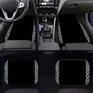 4-Piece Leopard Print Car Carpet Set, Anti-Slip Mud Mat Material, Suitable for Cars Suv Trucks, Interior Accessories, Car Decoration