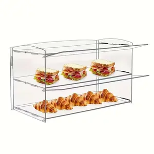 2-Tier Acrylic Bakery Display Case, Commercial Dustproof Pastry Holder for Home & Kitchen, Clear Countertop Organizer for Cakes, Bread, Desserts