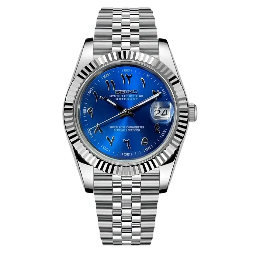 Seiko Date-Just Blue Arabic Mod Watch