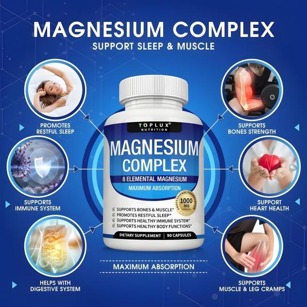 Hot Toplux Magnesium Complex 8 Essential Magnesium Supplement 1000mg