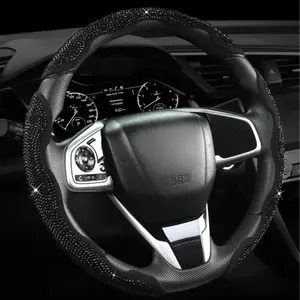 Shimmering Rhinestone Steering Wheel Cover, 3PCS Segmented Bling Design, Universal 14-15 Inch Fit for Women, Cute Car Accessories, Holiday Gift Set fashion