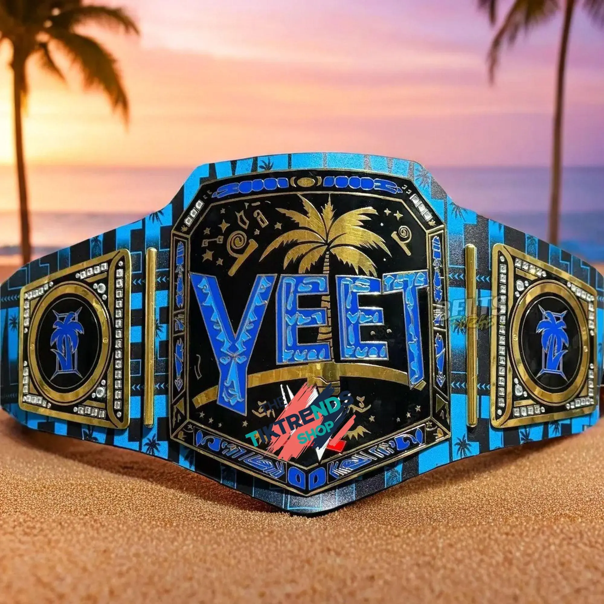 New Jey Uso Yeet Undisputed Wrestling Championship Title Belt Replica - 2MM Easy-Wear, Adjustable 4MM Leather Strap, Adult Size Sports Collectible Trophy for WWE Fans, Adjustable Strap