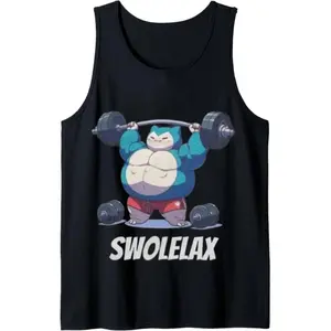 Swolelax Anime Gym Tank Top, Funny Snorlax Inspired Tank, Classic Retro Training Tank, Vintage Strength Gym Tank, Retro Bodybuilding Tank Top For Anime Fitness Lovers