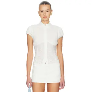 GUIZIO Rinka Embroidered Blouse in Ivory