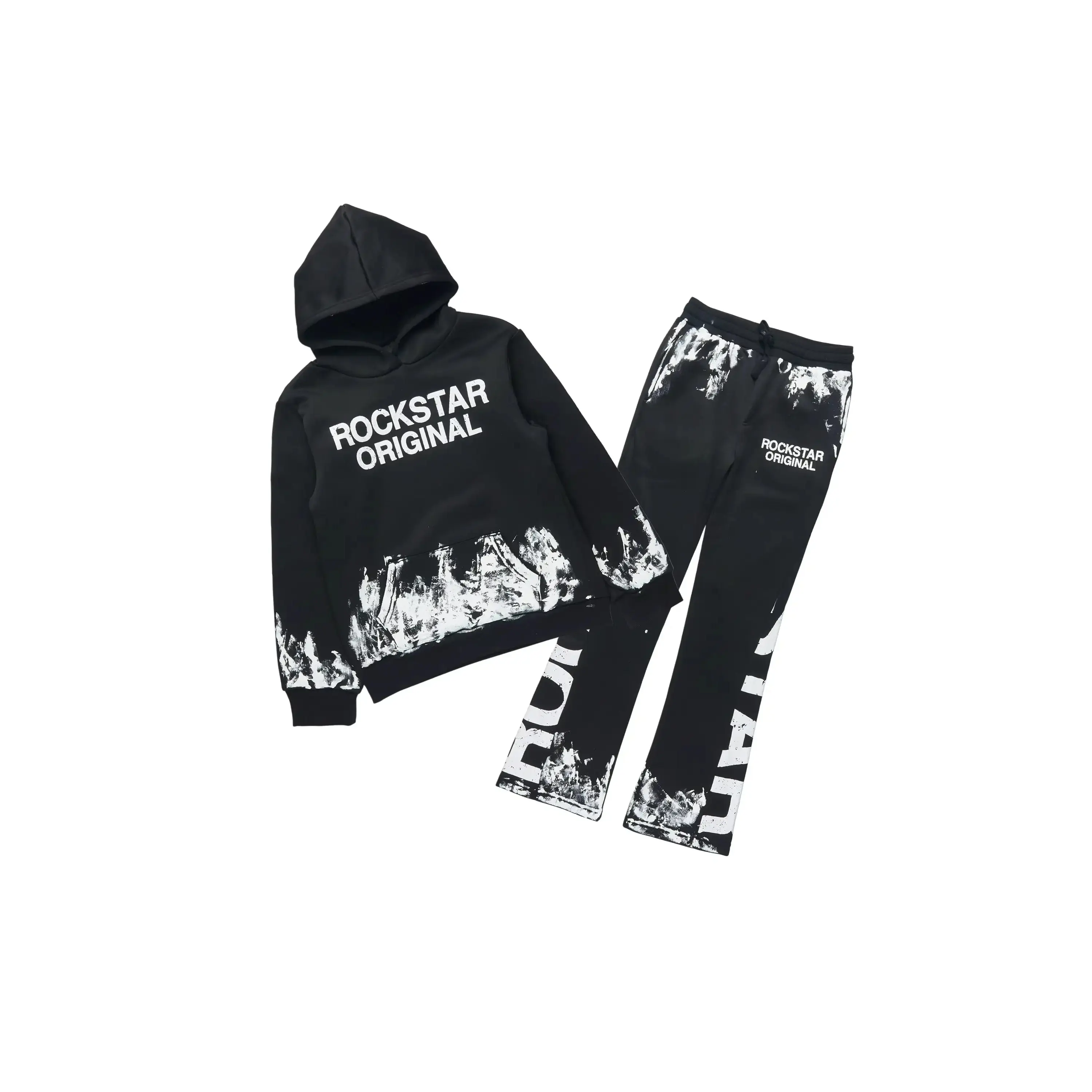 Boys Deniska Black/White Hoodie Track Pant Set