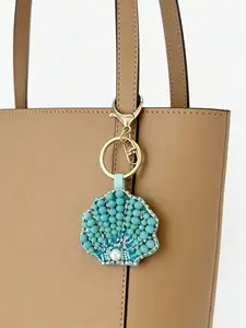 Summer Ocean-Themed Handmade Beaded Bag Charm, Starfish Shell Crab Design, Perfect for DIY Craft Projects & Accessories