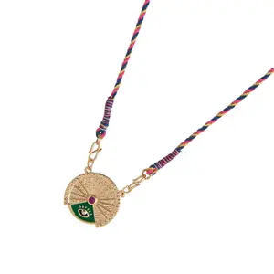 Tarot Coin Necklace Adjustable Braided Cord Mystical Jewelry Piece