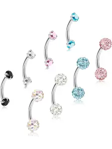 8-12Pcs 16G Stainless Steel Eyebrow Ring Lip Ring Body Piercing Jewelry 6-12mm