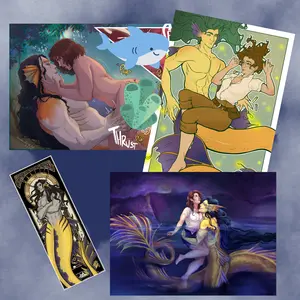 Echoes of the Tide - Print Pack + Bookmark - Merman Monster Romance Art Prints