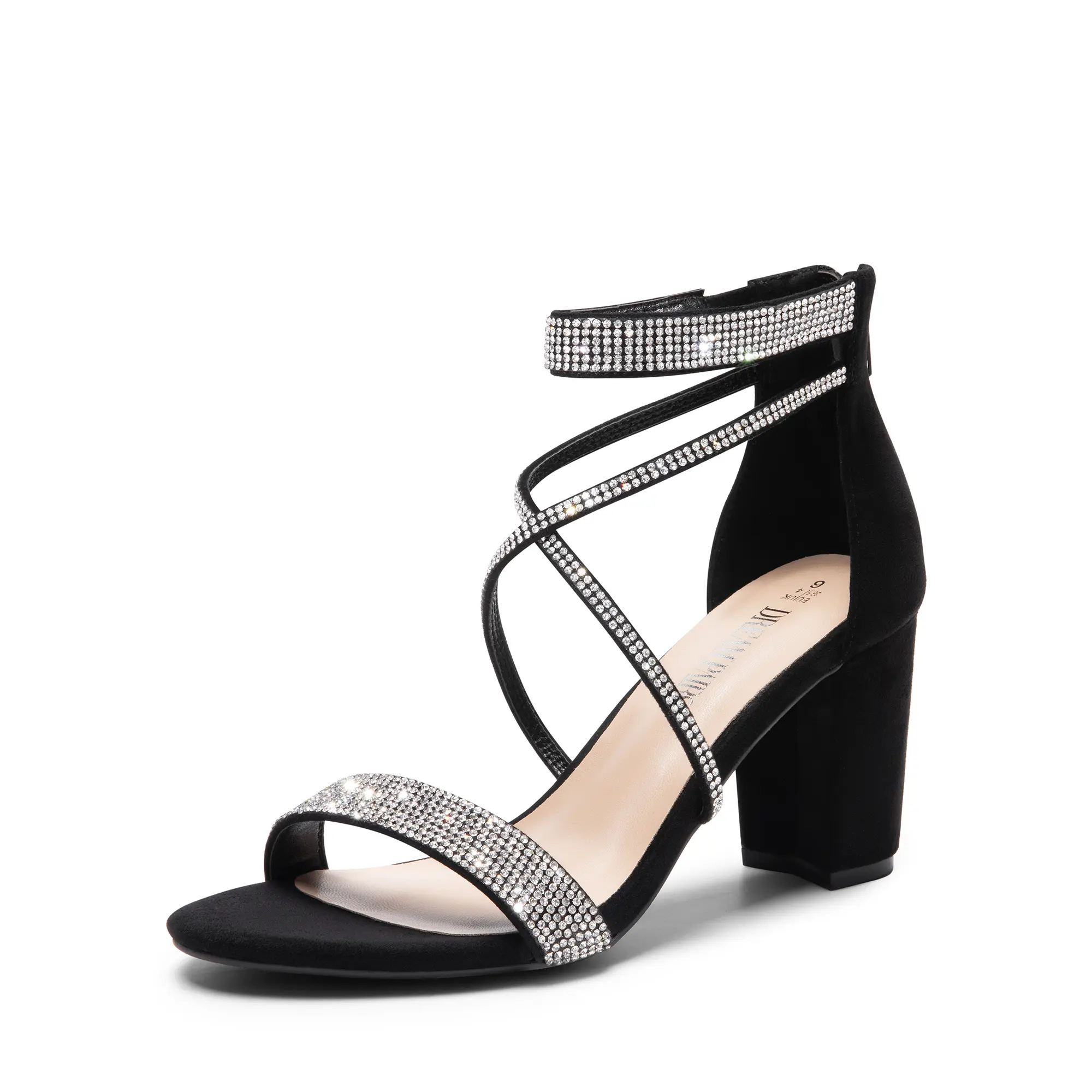 Dream Pairs Women's Rhinestone Heeled Sandals - Crossover Ankle Strap, Elegant Platform Chunky Block Heel Footwear for Party, Evening Heels for Women, Fashion, Shoe, Sandals Women