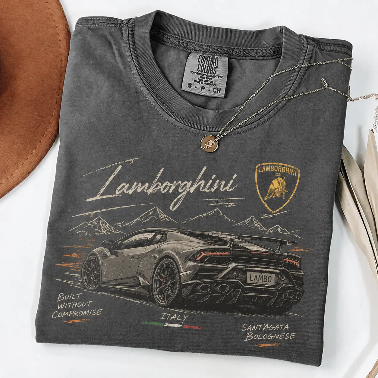 Lamborghini Comfort Colors T Shirt, Italian Supercar Graphic Tee, Exotic Performance Car Shirt, V10 Racing Inspired Auto Design, Car Enthusiast Gift for Men and Women