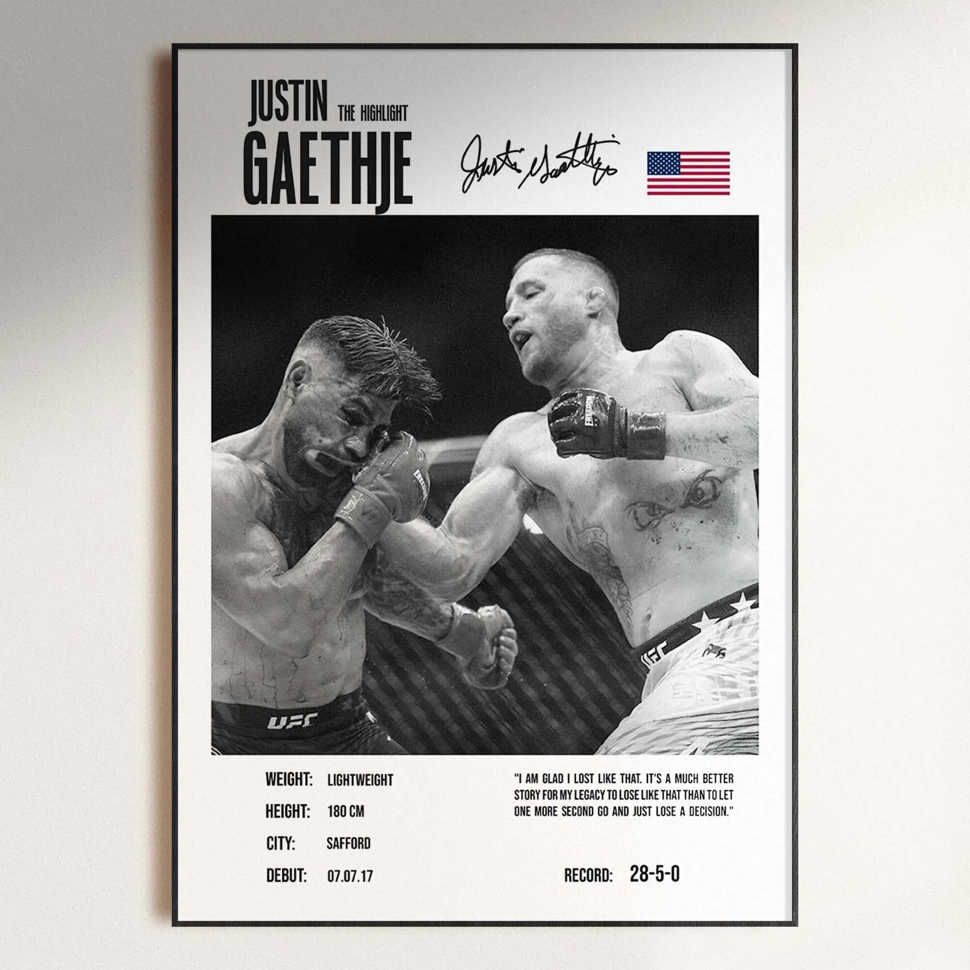 Justin Gaethje Poster, UFC Freedom 250, MMA Poster, UFC Decor( Unframed - Print Only )