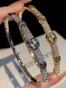 Fashionable Artificial Gemstone Decorated Bangle, Fashion Jewelry for Party, Daily Clothing Decor, Trendy All-match & Exquisite Jewelry for Birthday Gift, Fashionable Bangles