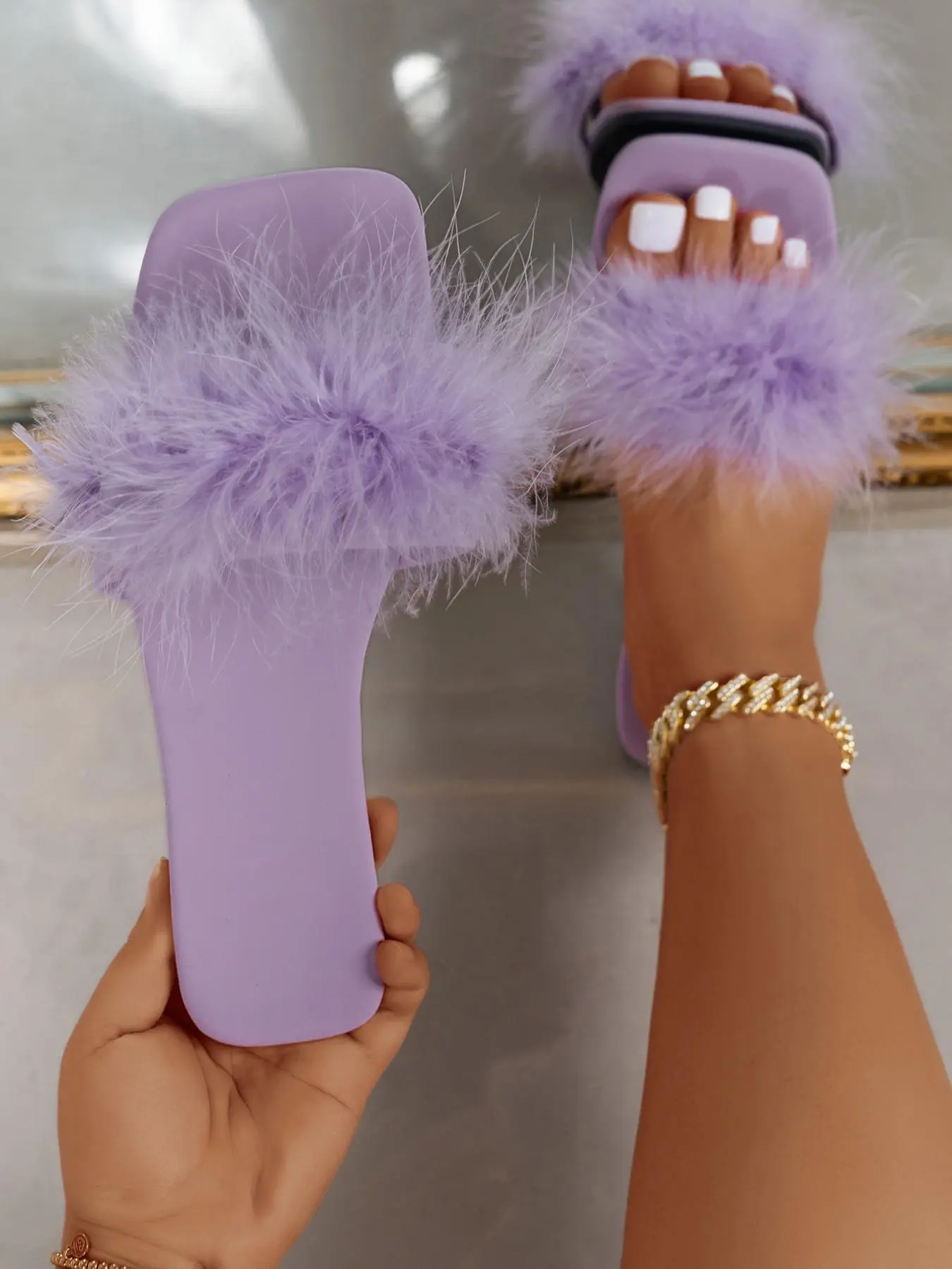Women's Solid Color Open Toe Flat Sandals, Flats Sandals, Fashionable Slip on Sandals for Party, Daily Clothing Decor for Women & Girls
