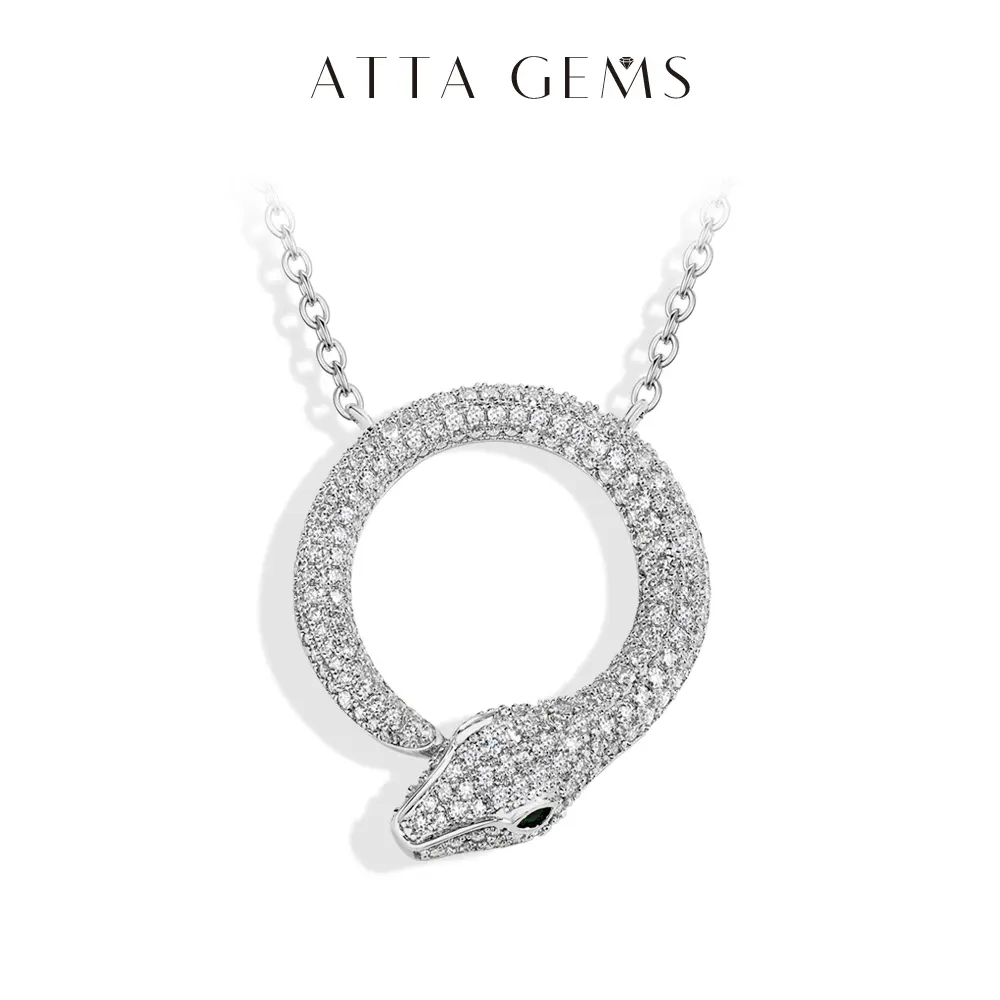 Pendant Necklaces for Women & Men, Elegant Snake Design in 925 Sterling Silver with Laboratory Created Moissanite, Birthday