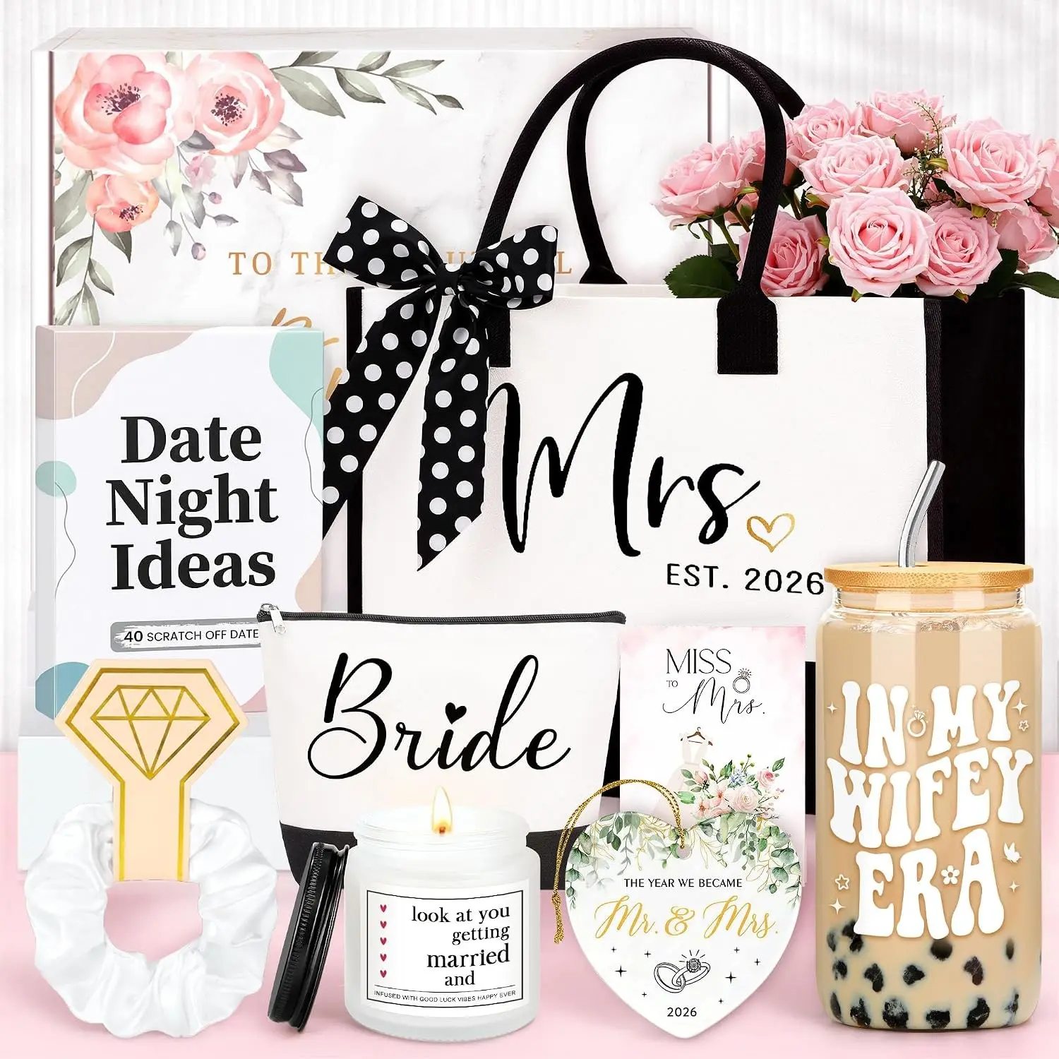 Bridal Shower Gifts Box for Bride To Be Bachelorette Party Wedding Engagement Gift Set for Her Future Mrs Soon To Be Wifey