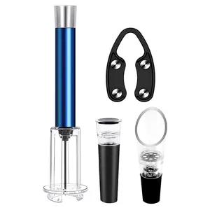 4-in-1 Pneumatic Wine Opener Set with Cork Remover Foil Cutter Pourer & Vacuum Stopper for Effortless Wine Tasting Kitchen Utensils