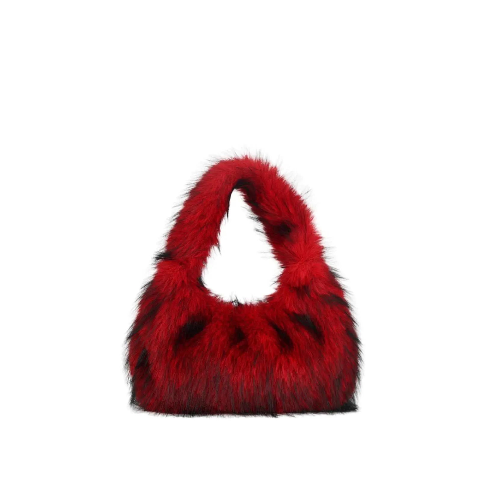 Fluffy Faux Fur Women's Hobos Underarm Bags Luxury Plush Female Clutch Purse Small Shoulder Bag Fashion Winter Fluffy Handbags