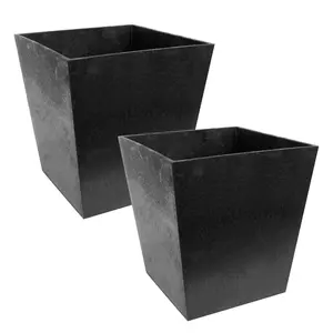 Tierra Verde 2 Pack Indoor Outdoor 13 Inch Self Watering Planters, Sonata, Black Tierra Verde 2 Pack Indoor Outdoor 13 Inch Self Watering Planters, Sonata, Black