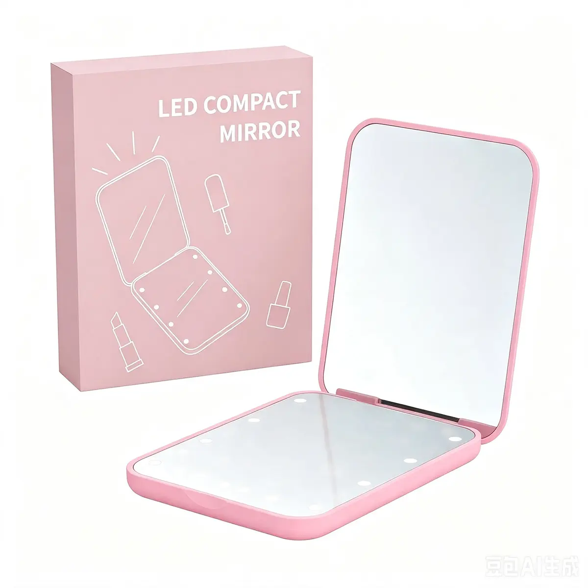 Portable LED makeup mirror with light, mini LED illuminated mirror, 1x/3x magnification, compact portable travel makeup mirror, foldable pink makeup mirror, perfect gift for Valentine's Day and Mother's Day