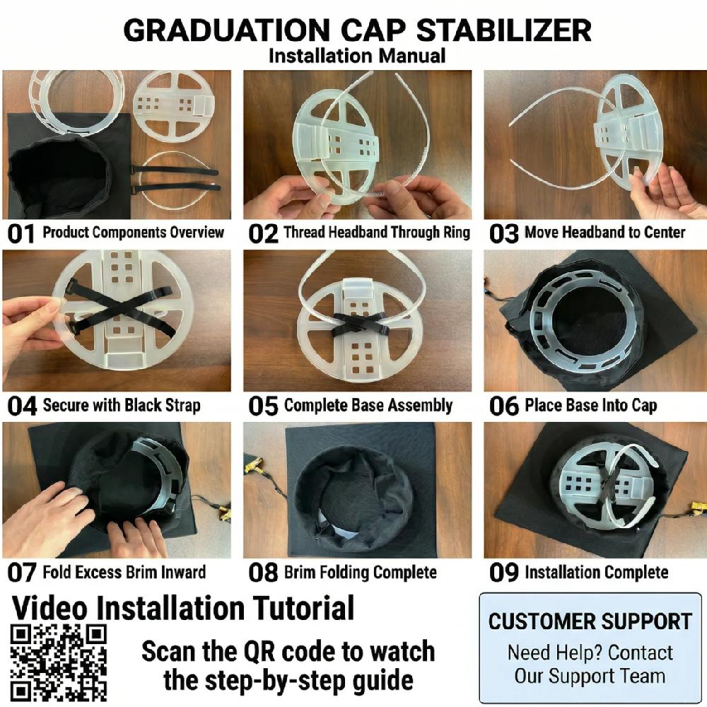 Graduation Cap Headband, Must-Have Anti-Slip Grad Cap Fixer for Women & Men, Secure H