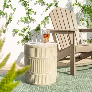 Glitzhome 18.5''H Multi-functional MGO Cream White Textured Garden Stool summergarden