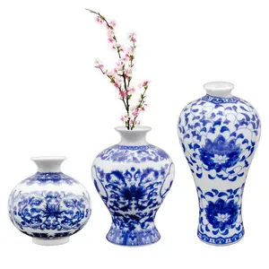 Blue and White Chinoiserie Vases (Set of 3)