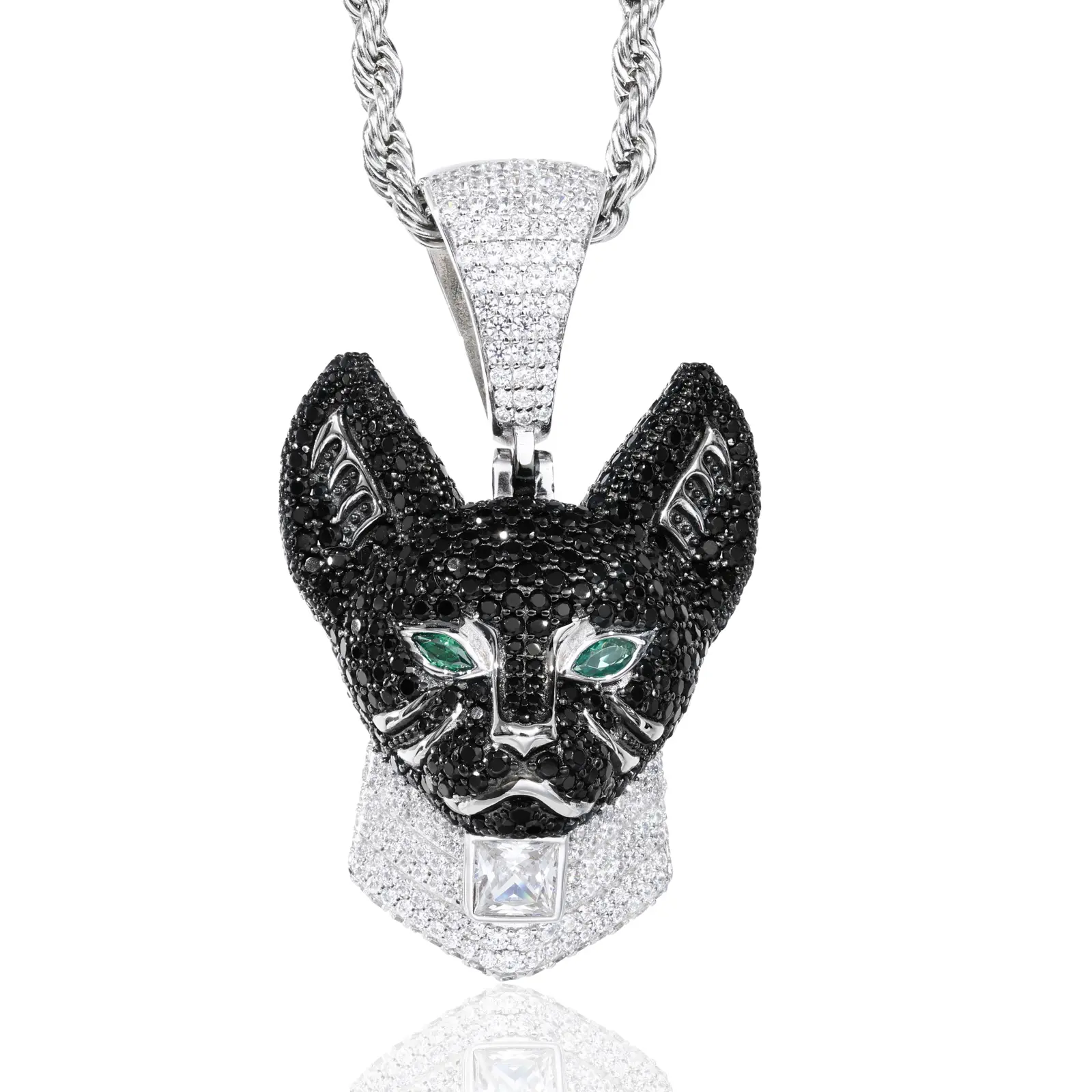 UCCIYO Egyptian Guardian Cat Pendant P816 UCCIYO 18k Gold-Plated Lab-Created Moissanite S925 Sterling Silver Moissanite Pendant Necklace For Women Men Hip Hop Jewelry Gift【#P816】