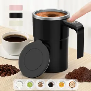 Automatic stirring mug, magnetic coffee mug with LED temperature display, rechargeable automatic stirring mug, 12 oz self-stirring mug with lid, suitable for office use, coffee and milk mixing.,Gifts For Women
