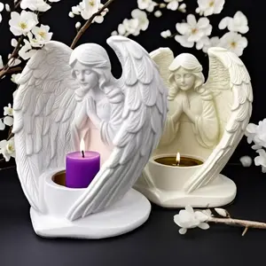 Praying Girl Angel Heart Wings Incense Burner, Incenseholder, Elegant Yoga Meditation Decor, Home Office Bedroom Decoration, Stress Relief Gift