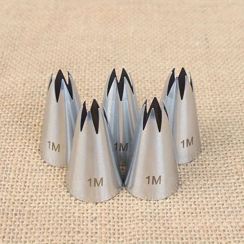 1pc/3pcs/5pcs Piping Nozzles Set, Stainless Steel Icing Nozzles, Cream Cake Piping Tips For Dessert Biscuit Cup Cake, Kitchen Accessories, Baking Tools, DIY Cake Decorating Supplies, Pastry Decorating Tools