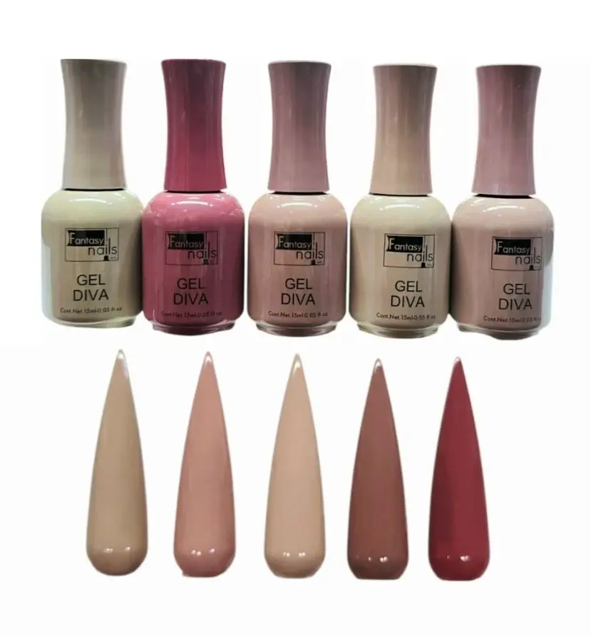 Fantasy Nails Gel Collection Diva Five different Color Set with 15ml each for nail art creationg