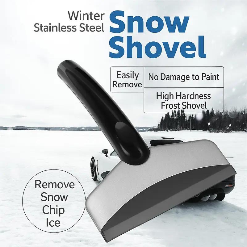 2 PC Winter Snow Removal Tools Set - Multi-Functional Snow Shovel, Ice Scraper & Car Windshield Cleaner - Scratch-Free Glass & Wall Cleaning for Outdoor, Patio, Kitchen & Vehicle Use