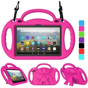 Case for Fire HD 8 Plus Tablet, Fire HD 8 2022/2020 Case with  Strap, Durable Shockproof Handle Stand Protective Case for  Kindle Fire HD 8 2022/2020 Tablet, Pink
